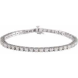 14K White 5 CTW Natural Diamond Line 7 1/4" Bracelet - A