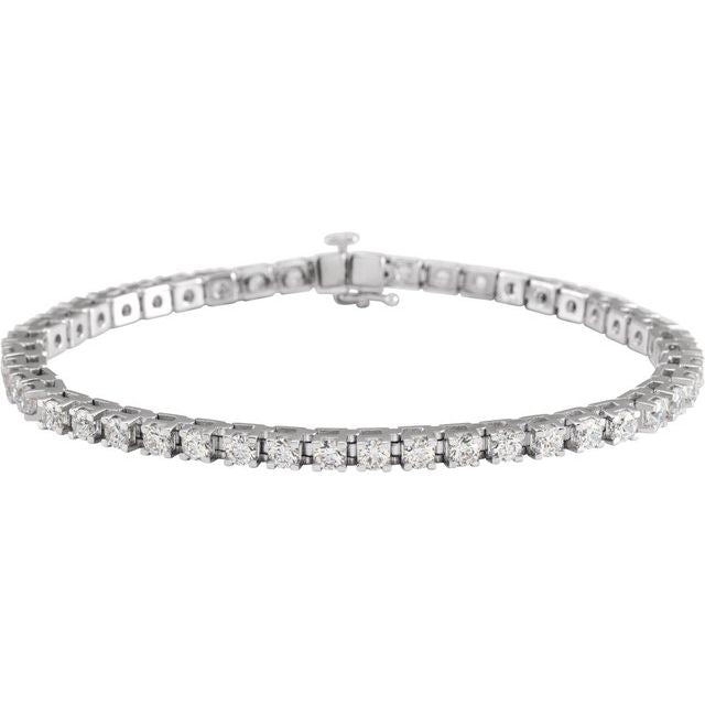 14K White 5 CTW Natural Diamond Line 7 1/4" Bracelet - A