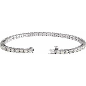 14K White 5 CTW Natural Diamond Line 7 1/4" Bracelet - B