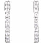 14K White 1/2 CTW Natural Diamond Inside-Outside Hinged 14.5 mm Hoop Earrings - B