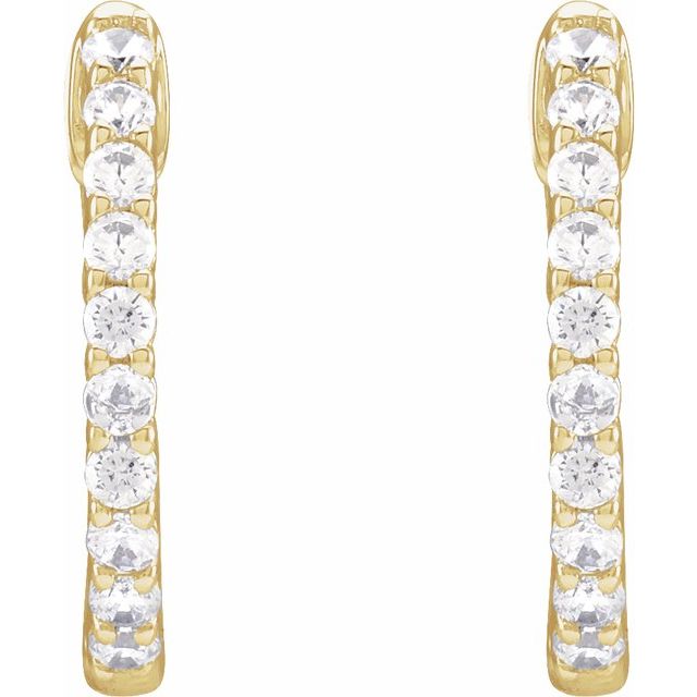 14K Yellow 1/2 CTW Natural Diamond Inside-Outside Hinged 14.5 mm Hoop Earrings - B