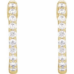 14K Yellow 1/2 CTW Natural Diamond Inside-Outside Hinged 14.5 mm Hoop Earrings - B